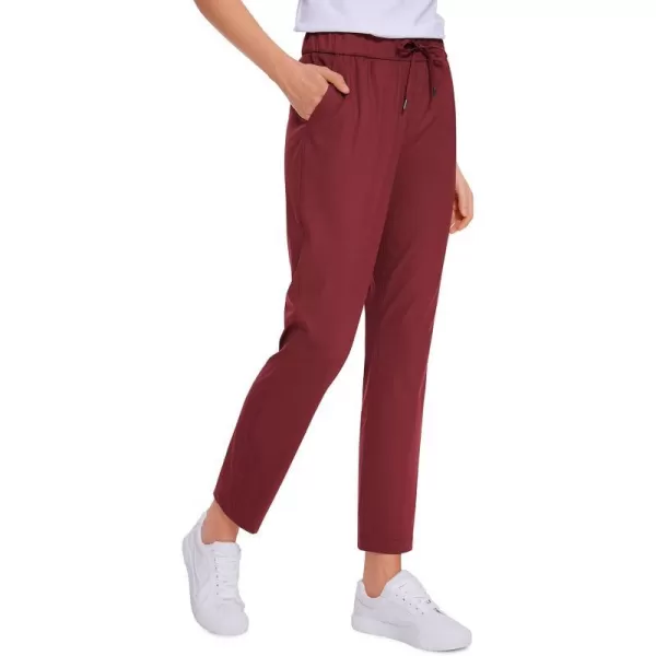 CRZ YOGA Womens 4Way Stretch 78 Ankle Golf Pants Work Sweatpants Dress Yoga Travel Casual Lounge Workout Trousers PocketsRed