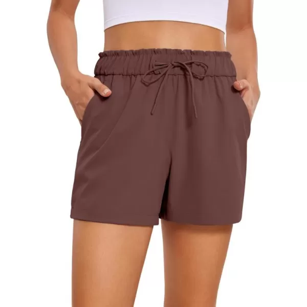 CRZ YOGA Womens 4Way Stretch Athletic Shorts High Waisted  Comfy Work Casual Shorts with Pockets Workout Golf HikingTaupe