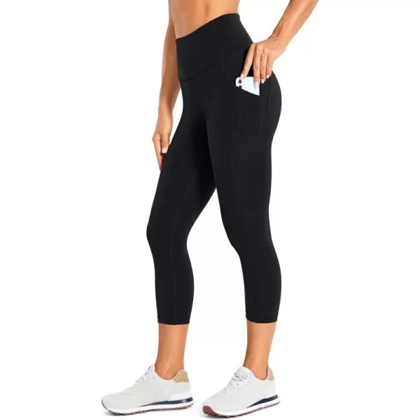 CRZ YOGA Womens Brushed Naked Feeling Workout Capri Leggings Pockets 19  High Waisted Gym Athletic Tummy Control Yoga PantsBlack