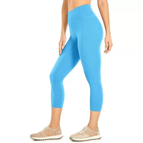 CRZ YOGA Womens Brushed Naked Feeling Workout Capri Leggings Pockets 19  High Waisted Gym Athletic Tummy Control Yoga PantsSerenity Blue