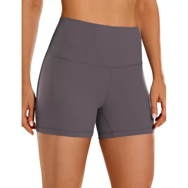 CRZ YOGA Womens Butterluxe Biker Shorts 25  4  6  8  High Waisted Booty Workout Volleyball Yoga Spandex4 inches Tornado Grey