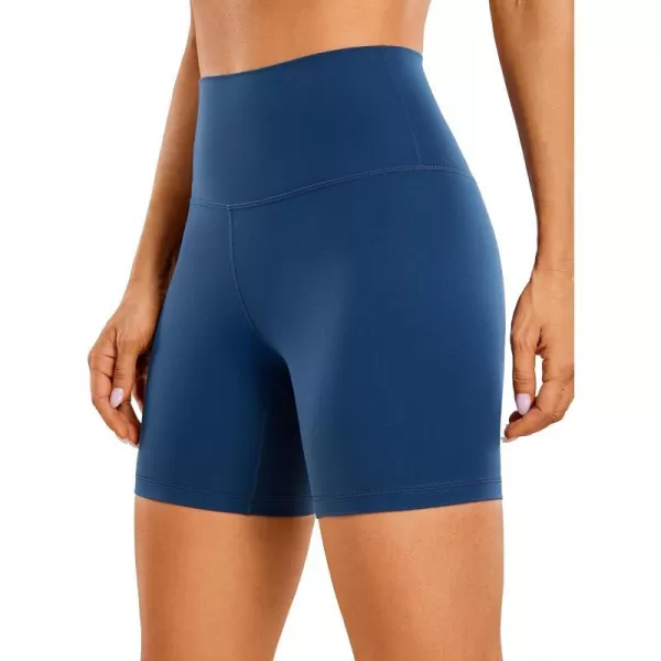 CRZ YOGA Womens Butterluxe Biker Shorts 25  4  6  8  High Waisted Booty Workout Volleyball Yoga Spandex6 inches French Navy