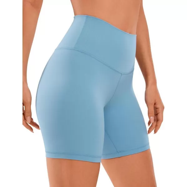 CRZ YOGA Womens Butterluxe Biker Shorts 25  4  6  8  High Waisted Booty Workout Volleyball Yoga Spandex6 inches Pure Blue