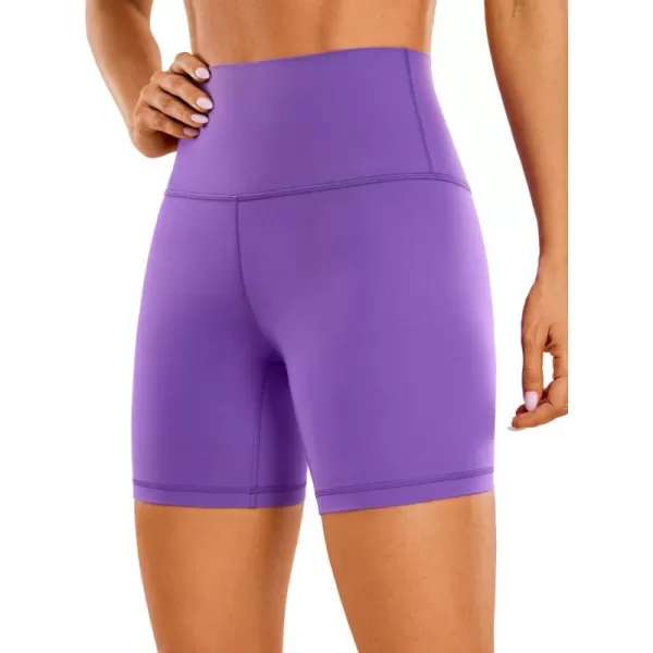 CRZ YOGA Womens Butterluxe Biker Shorts 25  4  6  8  High Waisted Booty Workout Volleyball Yoga Spandex6 inches Royal Lilac