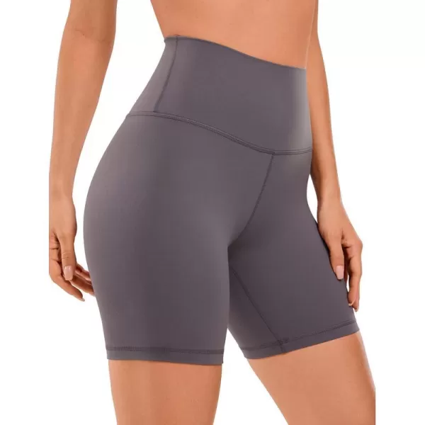 CRZ YOGA Womens Butterluxe Biker Shorts 25  4  6  8  High Waisted Booty Workout Volleyball Yoga Spandex6 inches Tornado Grey