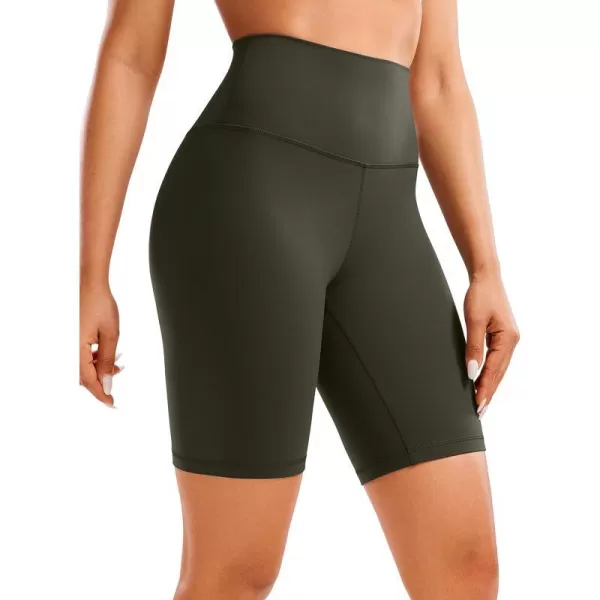 CRZ YOGA Womens Butterluxe Biker Shorts 25  4  6  8  High Waisted Booty Workout Volleyball Yoga Spandex8 inches Olive Green