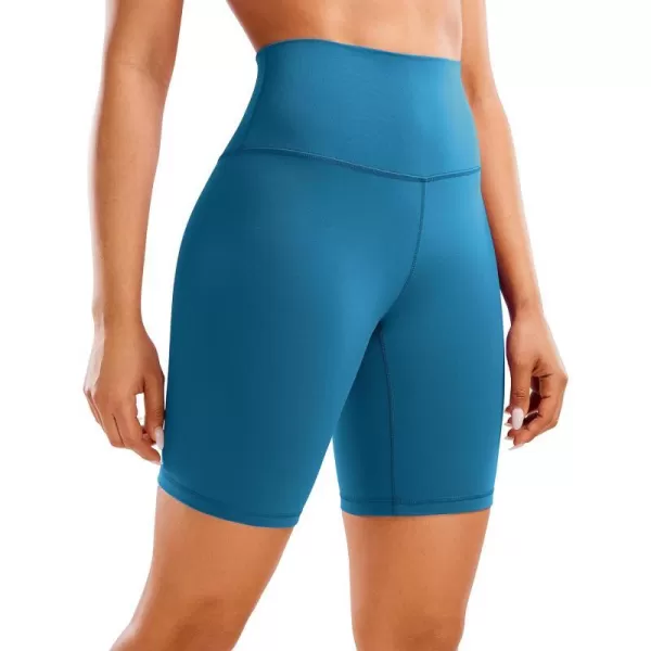 CRZ YOGA Womens Butterluxe Biker Shorts 25  4  6  8  High Waisted Booty Workout Volleyball Yoga Spandex8 inches Supersonic Blue