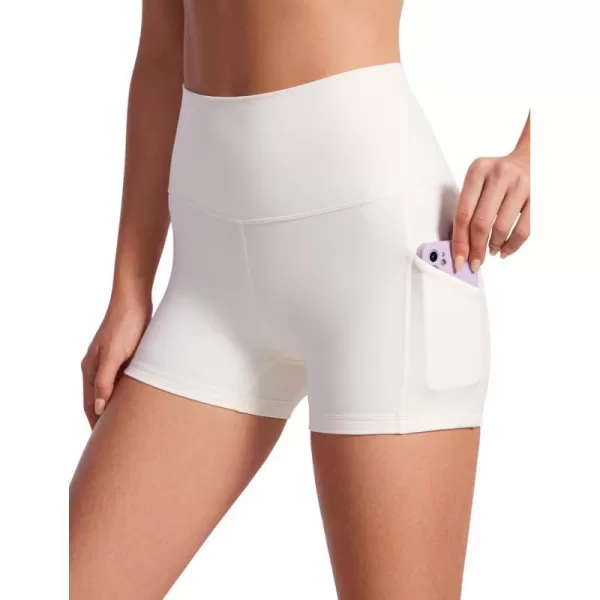 CRZ YOGA Womens Butterluxe Biker Shorts with Pockets 3  5  8  High Waisted Volleyball Workout Athletic Yoga Shorts3 inches White Apricot