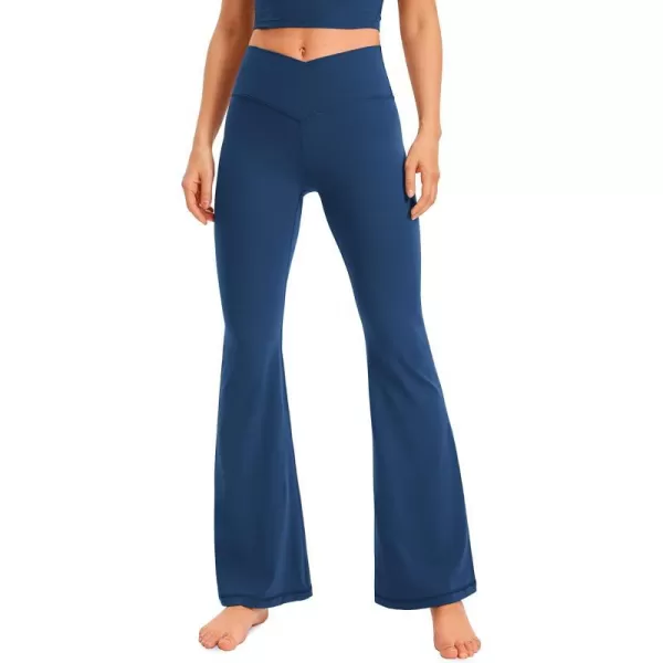 CRZ YOGA Womens Butterluxe Crossover Flare Leggings 31 Inches  High Waist V Cross Bell Bottoms Bootcut Wide Leg Yoga PantsFrench Navy