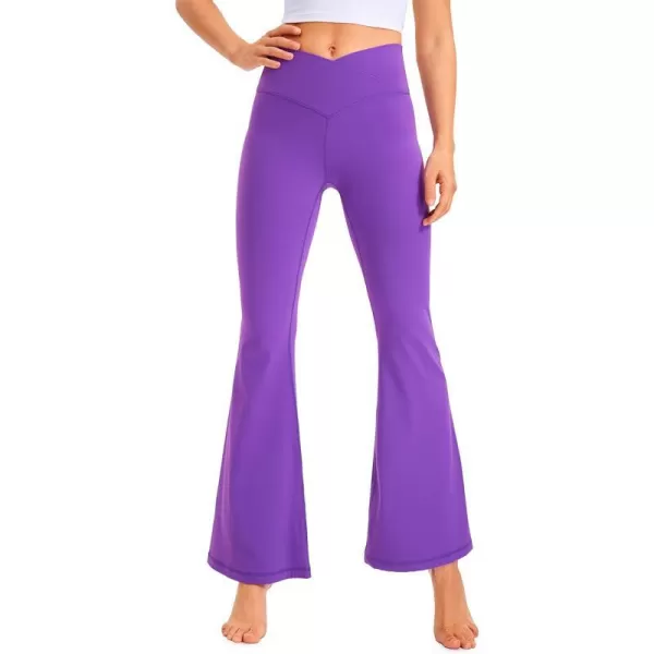 CRZ YOGA Womens Butterluxe Crossover Flare Leggings 31 Inches  High Waist V Cross Bell Bottoms Bootcut Wide Leg Yoga PantsRoyal Lilac