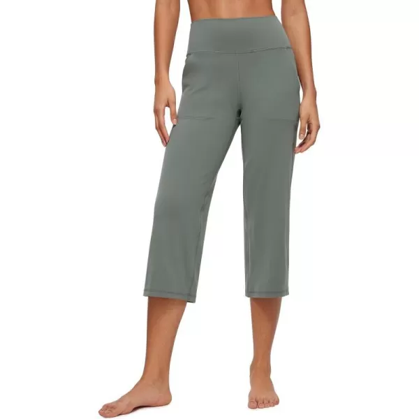 CRZ YOGA Womens Butterluxe High Waist Wide Leg Pants with Pockets 215 Inches  Buttery Soft Lounge Gym Workout Yoga Capris215 inches Grey Sage