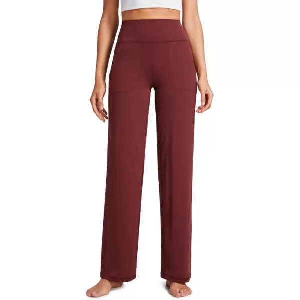 CRZ YOGA Womens Butterluxe High Waist Wide Leg Pants with Pockets 31  Buttery Soft Comfy Casual Yoga Lounge Pants31 Height 53  57 Noctilucence Red