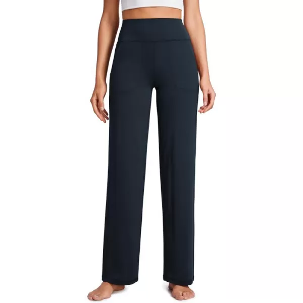 CRZ YOGA Womens Butterluxe High Waist Wide Leg Pants with Pockets 31  Buttery Soft Comfy Casual Yoga Lounge Pants31 Height 53  57 True Navy