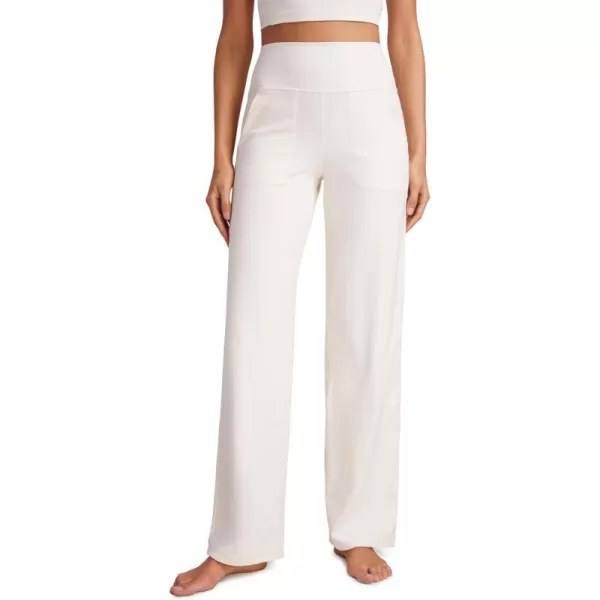 CRZ YOGA Womens Butterluxe High Waist Wide Leg Pants with Pockets 31  Buttery Soft Comfy Casual Yoga Lounge Pants31 Height 53  57 White Apricot