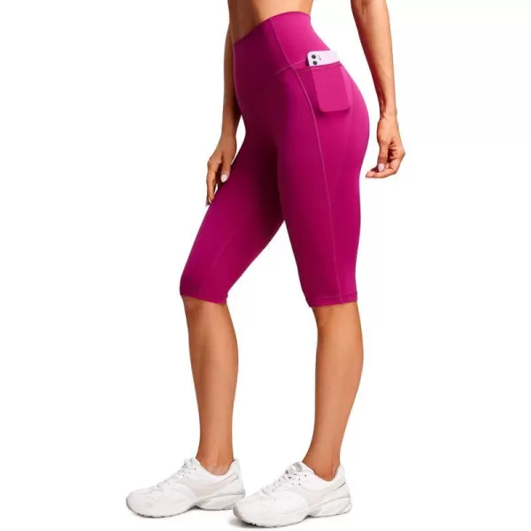 CRZ YOGA Womens Butterluxe Knee Length Capri Leggings 13 Inches  High Waisted Workout Yoga Long Biker Shorts with Pockets13 inches Magenta Purple