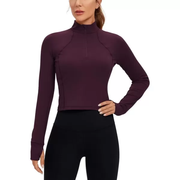 CRZ YOGA Womens Butterluxe Long Sleeve Workout Shirts Half Zip Pullover Sweatshirt Athletic Cropped Tops Running ShirtDeep Purple