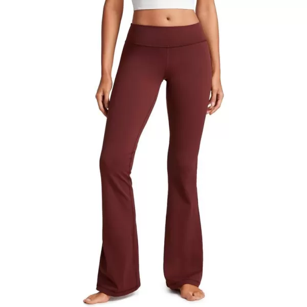 CRZ YOGA Womens Butterluxe Low Rise Flare Leggings 32  Bootcut Yoga Pants with Pockets Wide Leg Buttery Soft Lounge Casual32 Height 55  58 Red Merlot