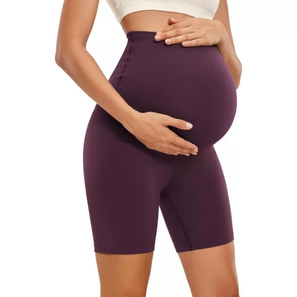 CRZ YOGA Womens Butterluxe Maternity Yoga Shorts Over The Belly 6  Pregnancy Workout Athletic Biker ShortsDeep Purple