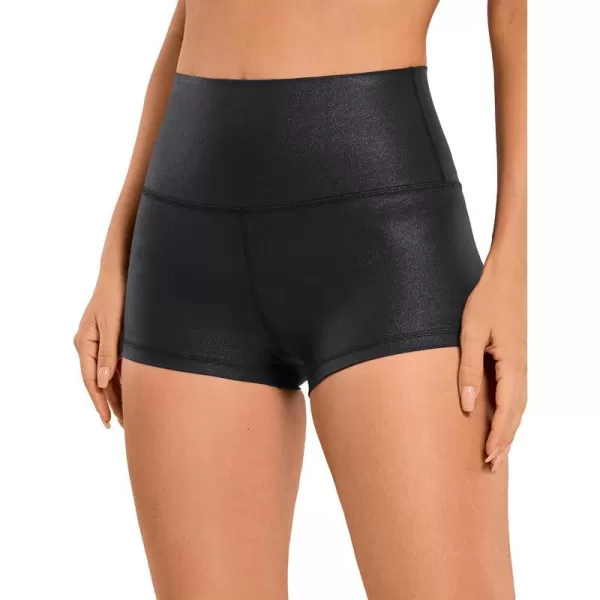 CRZ YOGA Womens Butterluxe Matte Faux Leather Biker Shorts  High Waisted Booty Workout Volleyball Yoga Spandex25 inches Black Classic