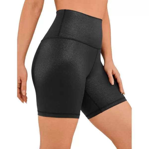 CRZ YOGA Womens Butterluxe Matte Faux Leather Biker Shorts  High Waisted Booty Workout Volleyball Yoga Spandex6 inches Black Classic