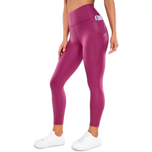 CRZ YOGA Womens Butterluxe Matte Faux Leather Leggings 2528  High Waisted Buttery Soft Lounge Pockets Leggings25 inches Magenta Purple Classic Pattern