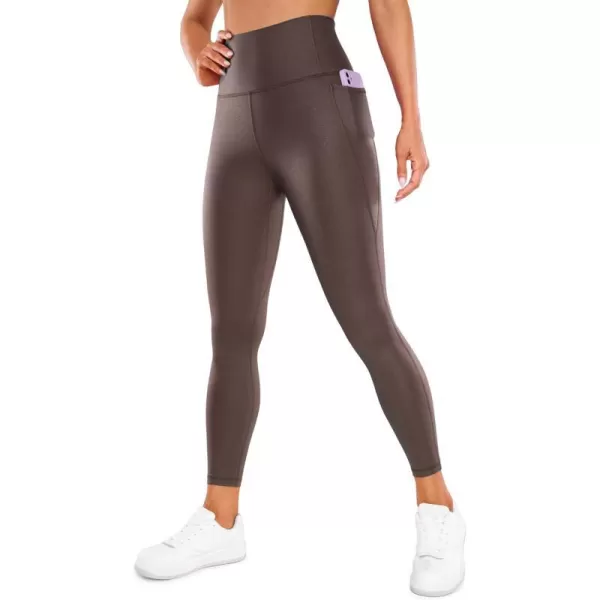 CRZ YOGA Womens Butterluxe Matte Faux Leather Leggings 2528  High Waisted Buttery Soft Lounge Pockets Leggings25 inches Taupe Classic Pattern