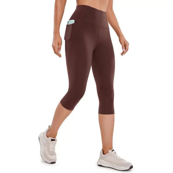 CRZ YOGA Womens Butterluxe Workout Capri Leggings 17  19  21  High Waist Crop Yoga Pants with Pockets Buttery Soft17 inches Taupe