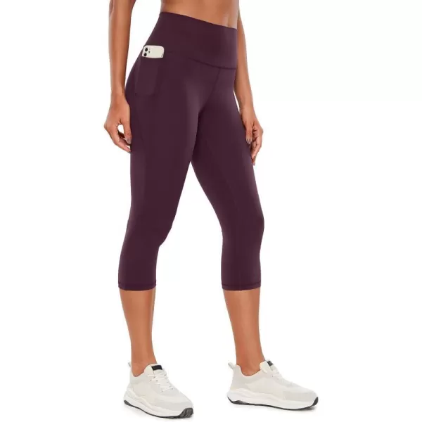 CRZ YOGA Womens Butterluxe Workout Capri Leggings 17  19  21  High Waist Crop Yoga Pants with Pockets Buttery Soft19 inches Deep Purple