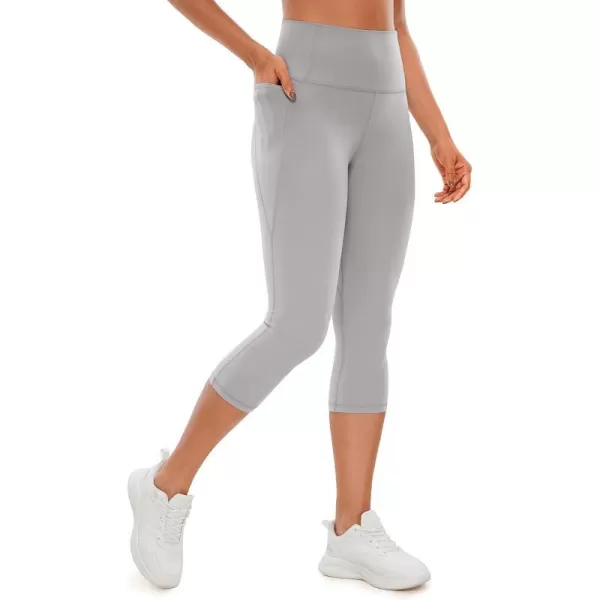 CRZ YOGA Womens Butterluxe Workout Capri Leggings 17  19  21  High Waist Crop Yoga Pants with Pockets Buttery Soft19 inches Gull Gray