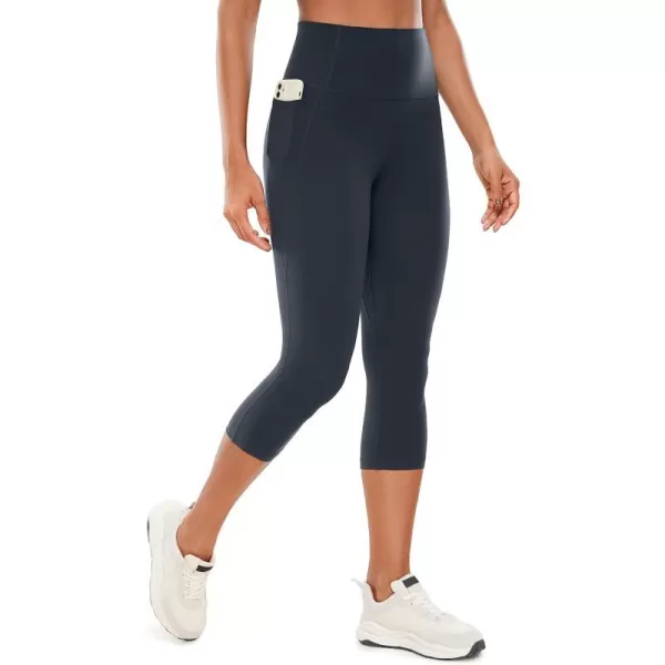 CRZ YOGA Womens Butterluxe Workout Capri Leggings 17  19  21  High Waist Crop Yoga Pants with Pockets Buttery Soft19 inches True Navy