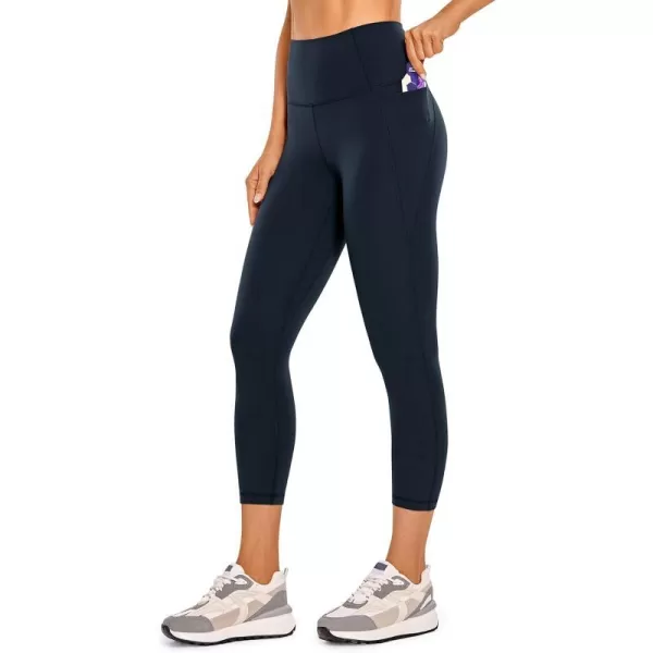 CRZ YOGA Womens Butterluxe Workout Capri Leggings 17  19  21  High Waist Crop Yoga Pants with Pockets Buttery Soft21 inches Twilight Blue