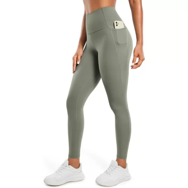 CRZ YOGA Womens Butterluxe Workout Leggings 25  28  High Waisted Gym Yoga Pants with Pockets Buttery Soft28 inches Light Army Green