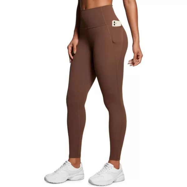 CRZ YOGA Womens Butterluxe Workout Leggings 28 Inches  High Waisted Gym Yoga Pants with Pockets Running Buttery Soft28 inches Coffee Brown