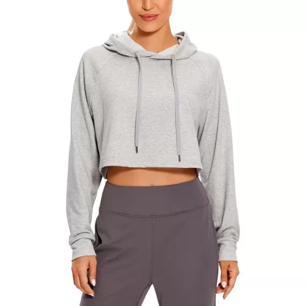 CRZ YOGA Womens Casual Cropped Hoodie Long Sleeves Drawstring Sweatshirts Cute Pullover Workout Crop TopsDove Grey Heather