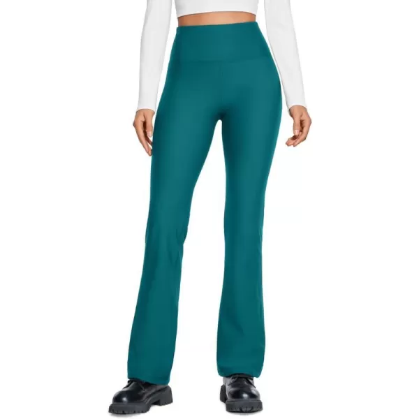 CRZ YOGA Womens Fleece Lined Flare Leggings 31 Bootcut Yoga Pants Tummy Control Winter Thermal Warm Soft Casual Lounge Pants31 inches Green Jade