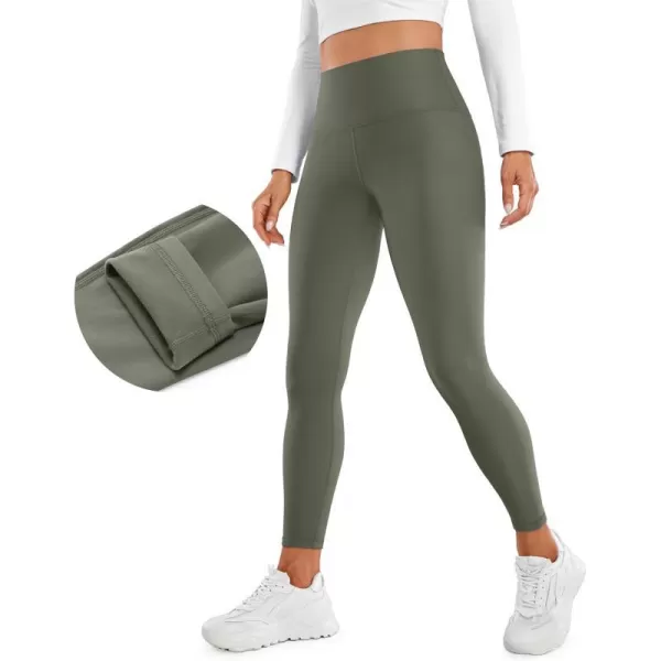 CRZ YOGA Womens Fleece Lined Soft Leggings 265  High Waist Thermal Winter Warm Water Resistant Casual Lounge Yoga Pants265 Height 52  56 Light Army Green