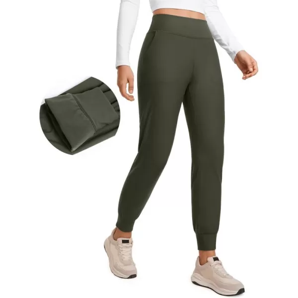 CRZ YOGA Womens Fleece Lined Workout Joggers with Pockets 275  Hiking Running Outdoor Pants Water Resistant Winter WarmOlive Green