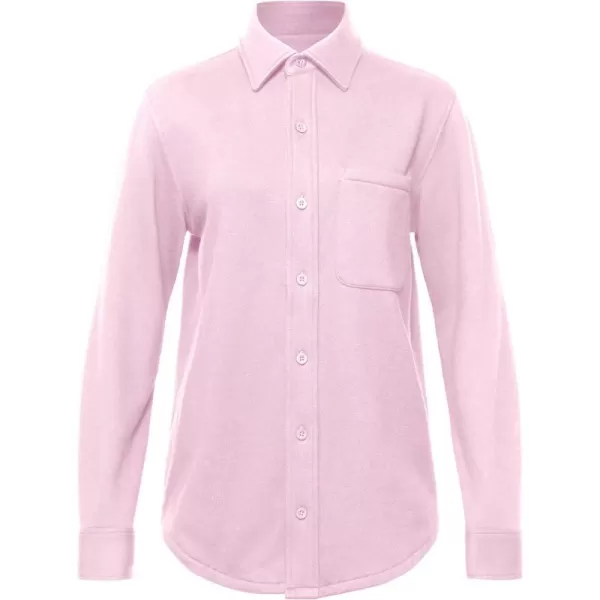 CRZ YOGA Womens Fleece Shacket Jackets Fall Warm Casual Long Sleeve Button Down Shirts with PocketPink Peony