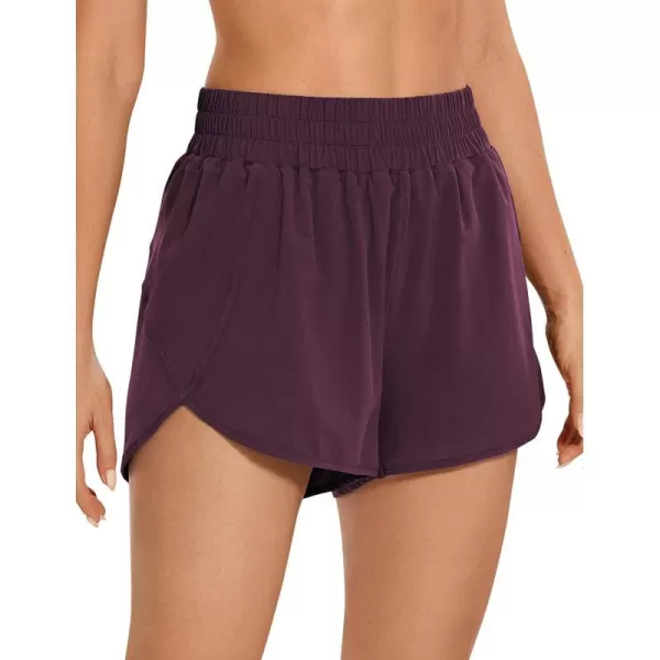 CRZ YOGA Womens High Waisted Running Shorts Mesh Liner  3 Dolphin Quick Dry Athletic Gym Track Workout Shorts Zip PocketArctic Plum