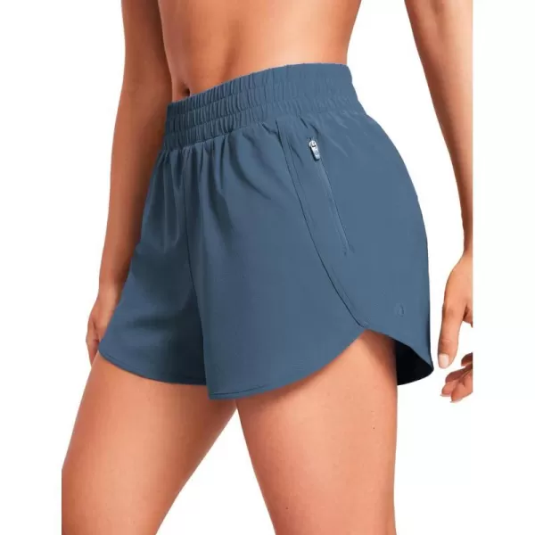 CRZ YOGA Womens High Waisted Running Shorts Mesh Liner  3 Dolphin Quick Dry Athletic Gym Track Workout Shorts Zip PocketStelindigo