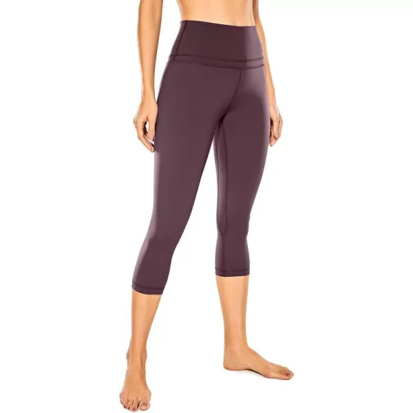 CRZ YOGA Womens High Waisted Workout Capri 19 Inches  Gym Compression Tummy Control Yoga Leggings PantsArctic Plum