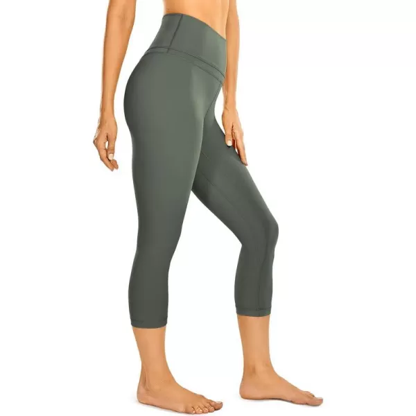 CRZ YOGA Womens High Waisted Workout Capri 19 Inches  Gym Compression Tummy Control Yoga Leggings PantsGrey Sage  2