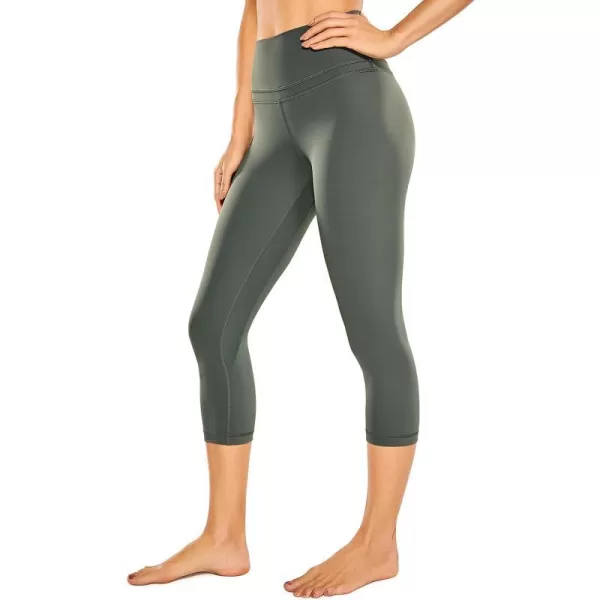 CRZ YOGA Womens High Waisted Workout Capri 19 Inches  Gym Compression Tummy Control Yoga Leggings PantsGrey Sage