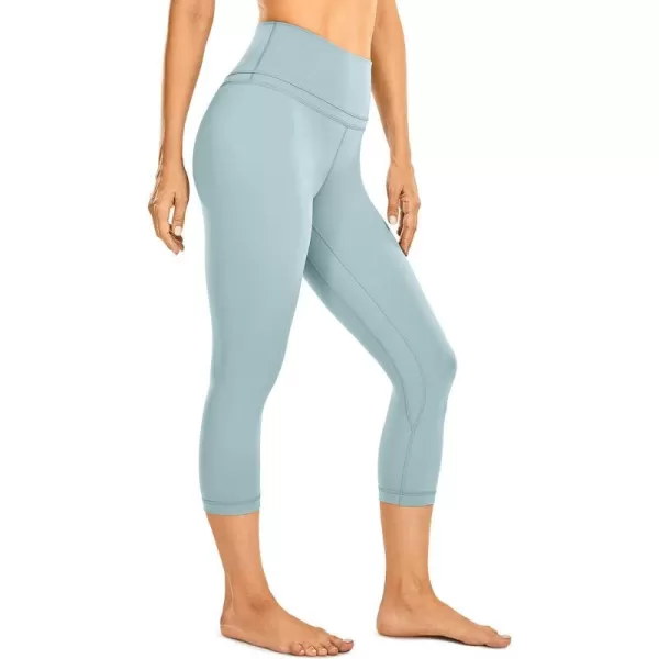 CRZ YOGA Womens High Waisted Workout Capri 19 Inches  Gym Compression Tummy Control Yoga Leggings PantsLight Grayish Blue