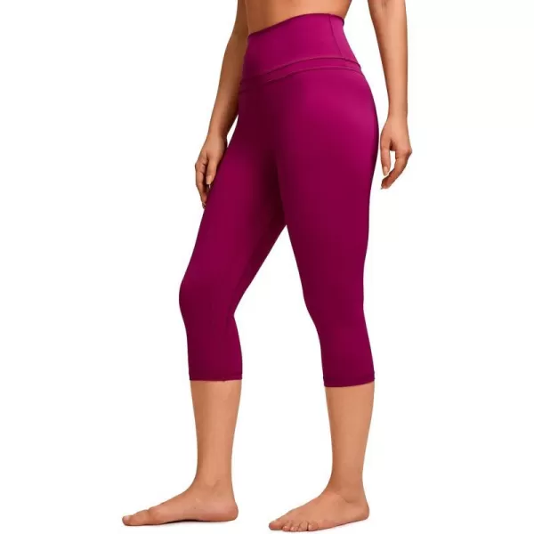 CRZ YOGA Womens High Waisted Workout Capri 19 Inches  Gym Compression Tummy Control Yoga Leggings PantsMagenta Purple