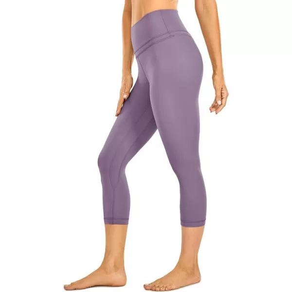 CRZ YOGA Womens High Waisted Workout Capri 19 Inches  Gym Compression Tummy Control Yoga Leggings PantsMatt Purple