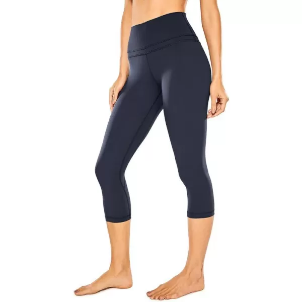 CRZ YOGA Womens High Waisted Workout Capri 19 Inches  Gym Compression Tummy Control Yoga Leggings PantsNavy