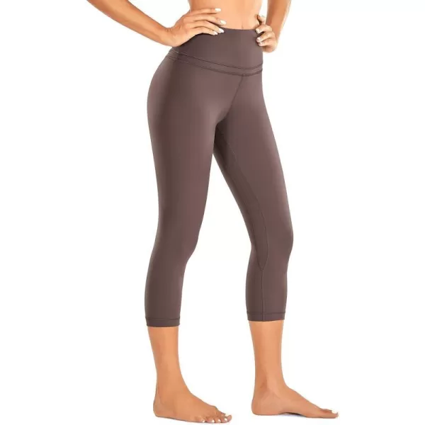 CRZ YOGA Womens High Waisted Workout Capri 19 Inches  Gym Compression Tummy Control Yoga Leggings PantsPurple Taupe