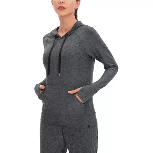 CRZ YOGA Womens Hoodie Long Sleeve Shirts Running Workout Top Pullover Sweatshirts with PocketCharcoal Heather