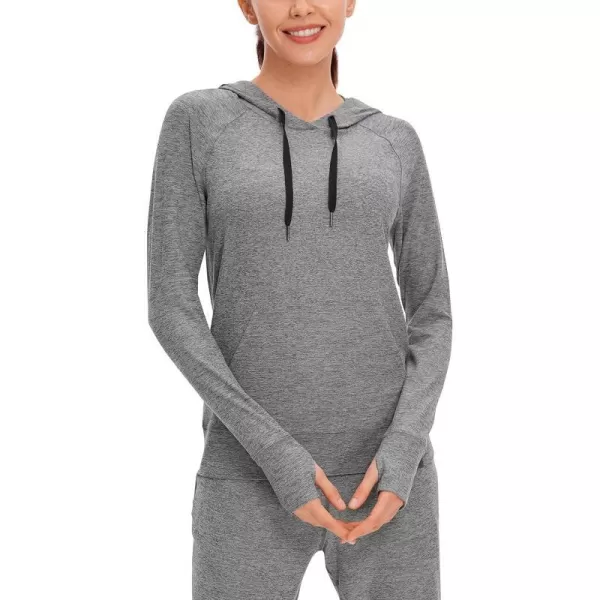 CRZ YOGA Womens Hoodie Long Sleeve Shirts Running Workout Top Pullover Sweatshirts with PocketPlatinum Heather